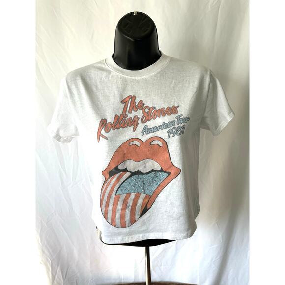 Rolling Stones 1981 Tour Tongue Crop Tee Sz M - Picture 1 of 6
